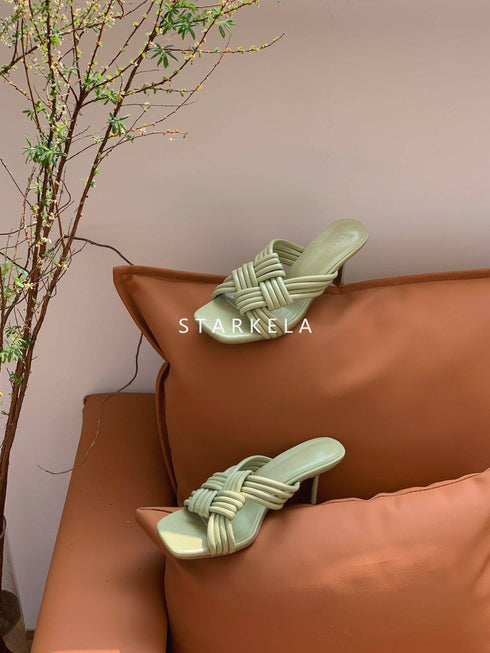 Cross Braided Slip On Heel